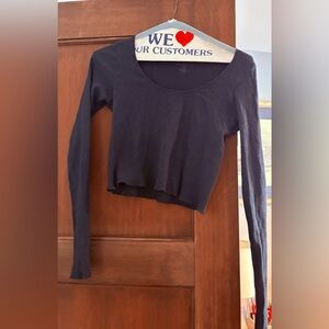 Brandy Melville Cotton Waffle Long Sleeve  Crop Top